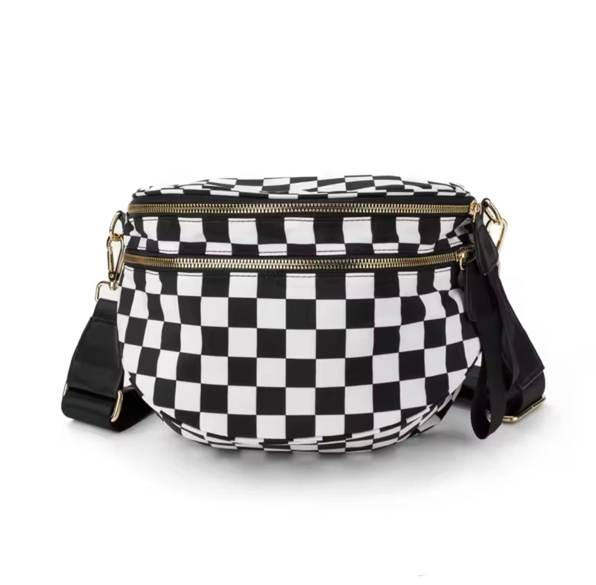 Checkerboard Crossbody Bag - Black & White