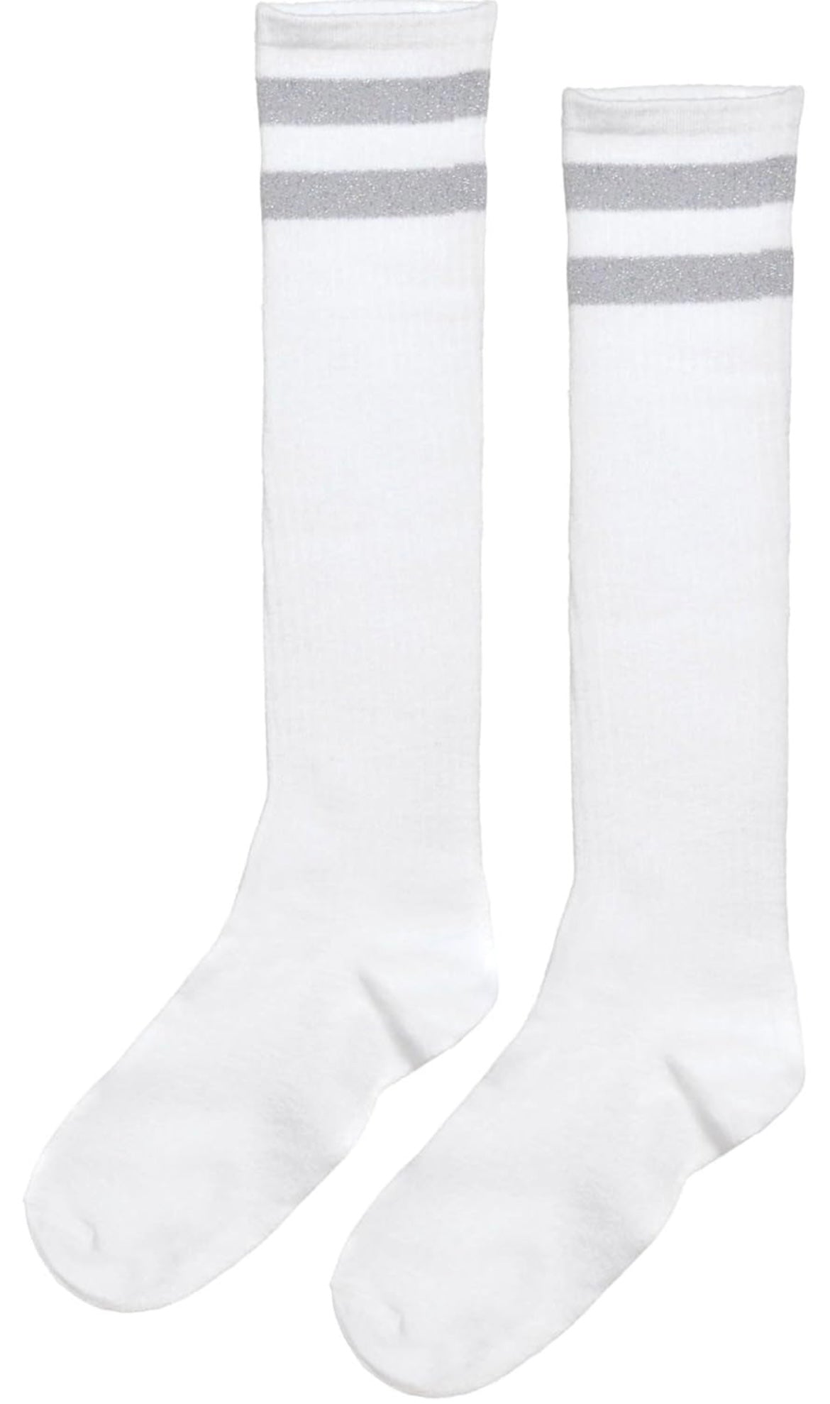 White & Silver Knee High Socks