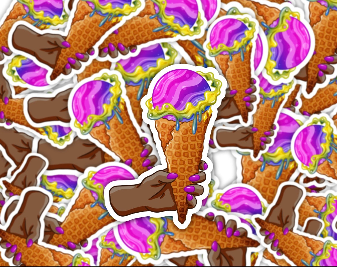 Galactic Ice Cream Vinyl Sticker (Deep Skin Tone)