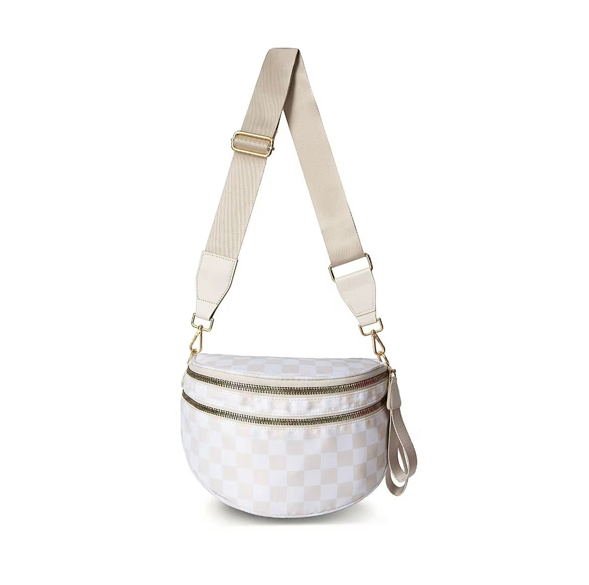 Checkerboard Crossbody Bag - Cream