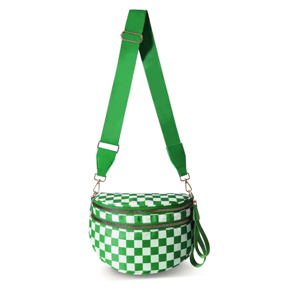 Checkerboard Crossbody Bag - Green