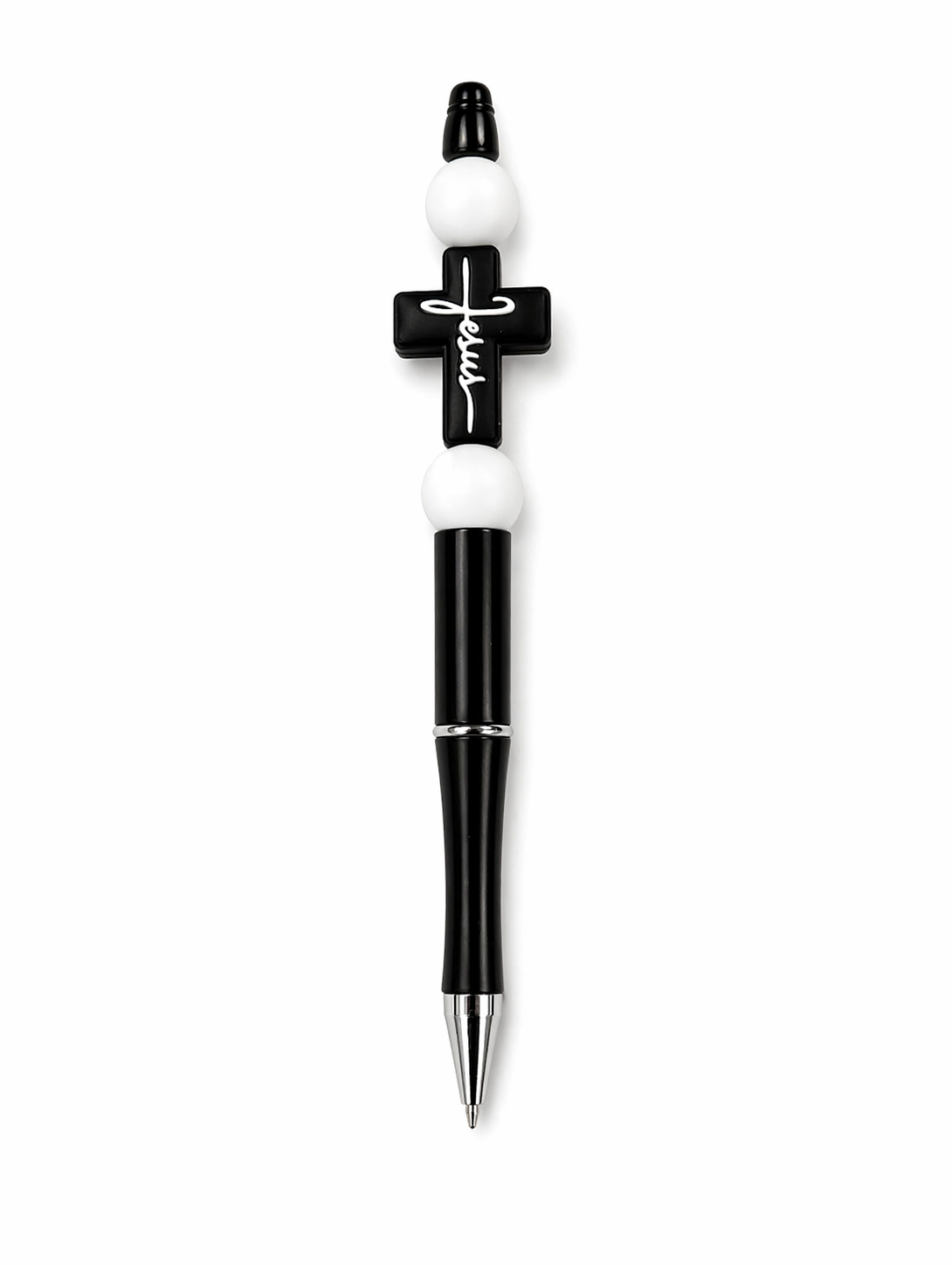 Black & White Jesus Beaded Pen