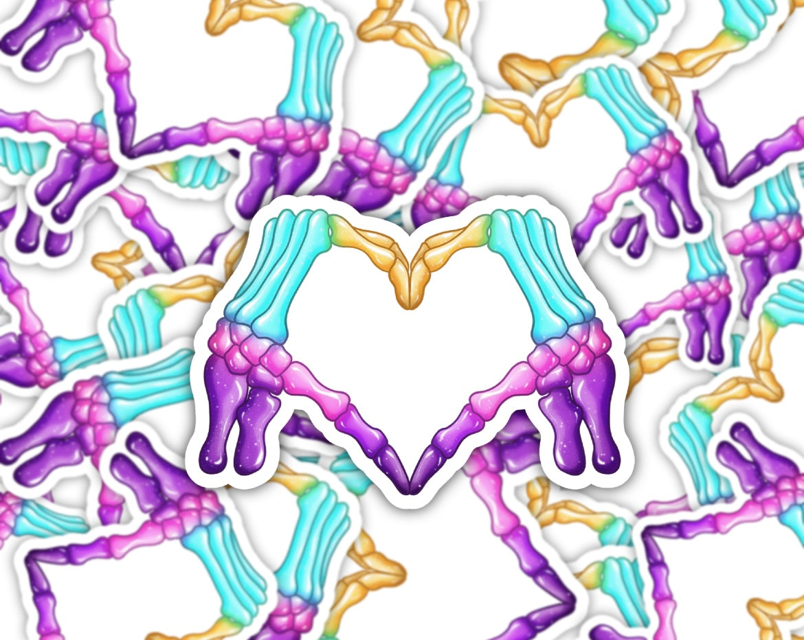 Skeletal Love Hands Vinyl Sticker