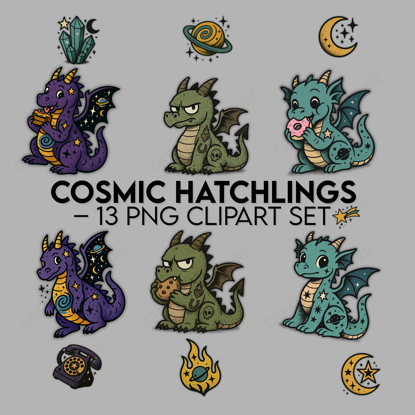 ⭐ COSMIC HATCHLINGS — 13 PNG CLIPART SET