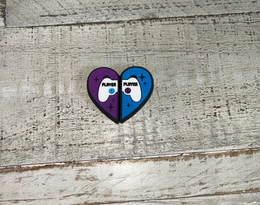 Player 1 & 2 Heart Shoe Charm