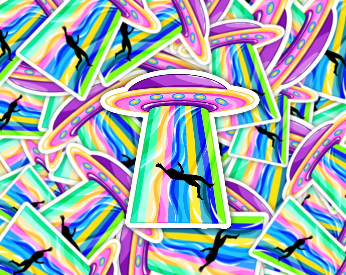 Rainbow Abduction Beam Vinyl Sticker