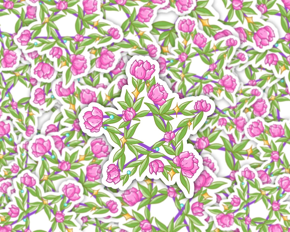 Pink Floral Ring Vinyl Sticker