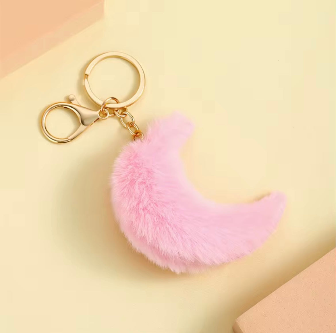 Pink Moon Pom Keychain