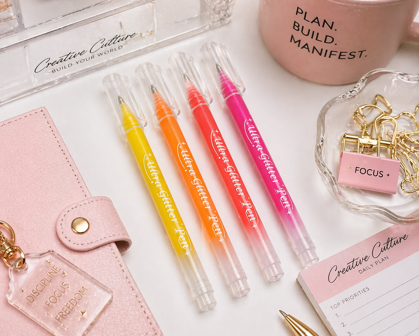 Ultra Glitter Gel Pens – Bright Color Collection (Yellow, Orange, Red, Pink)