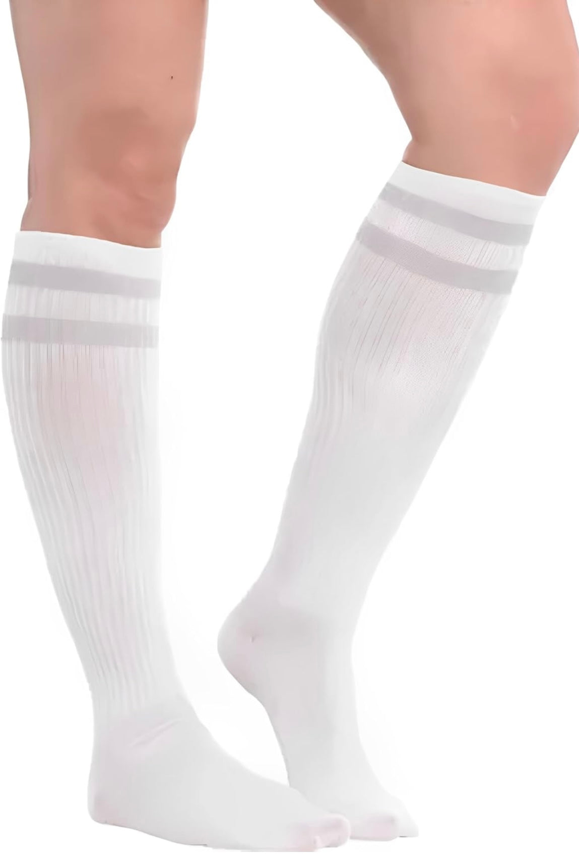 White & Silver Knee High Socks