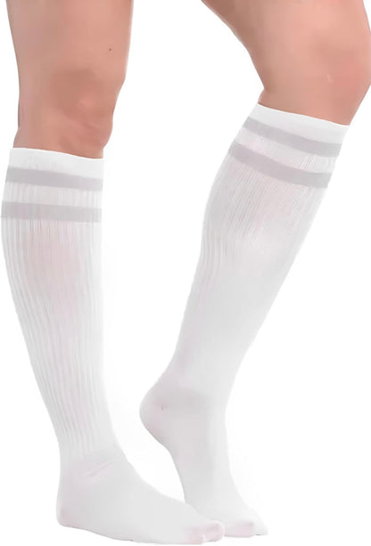 White & Silver Knee High Socks