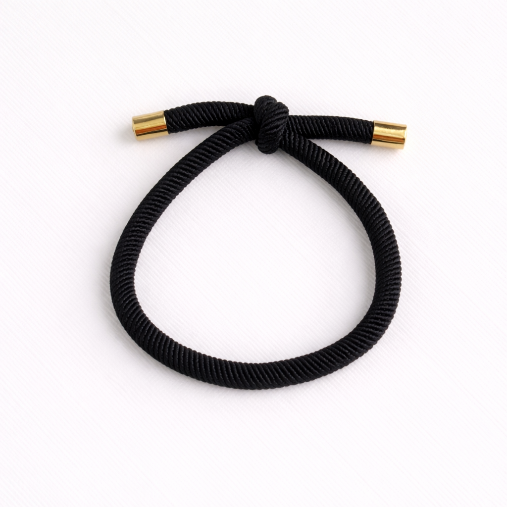 Twisted Knot Hair Tie Bracelet — Gold Tip Elastic