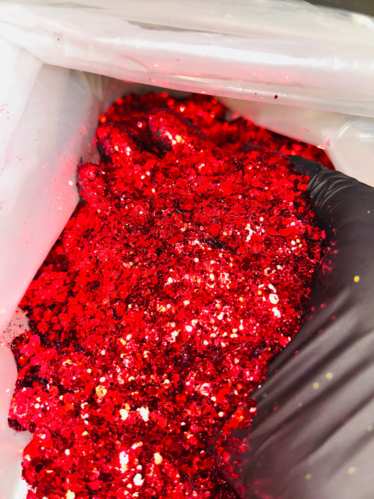 Crimson Red Metallic Chunky Glitter