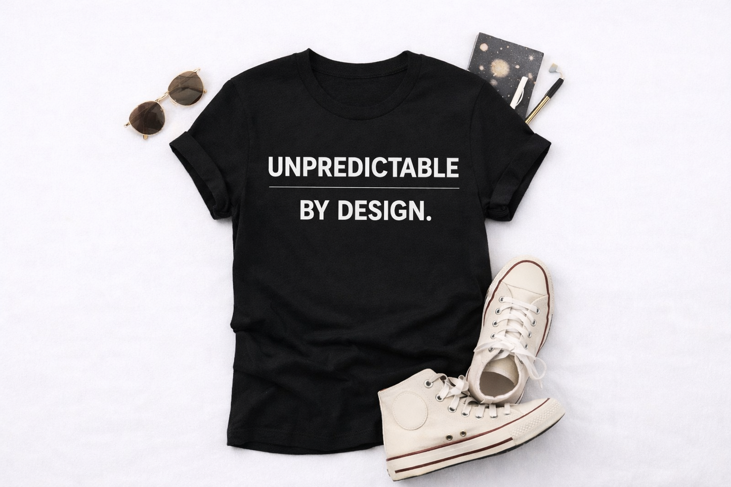 Unpredictable by Design Tee – Minimal Statement Shirt