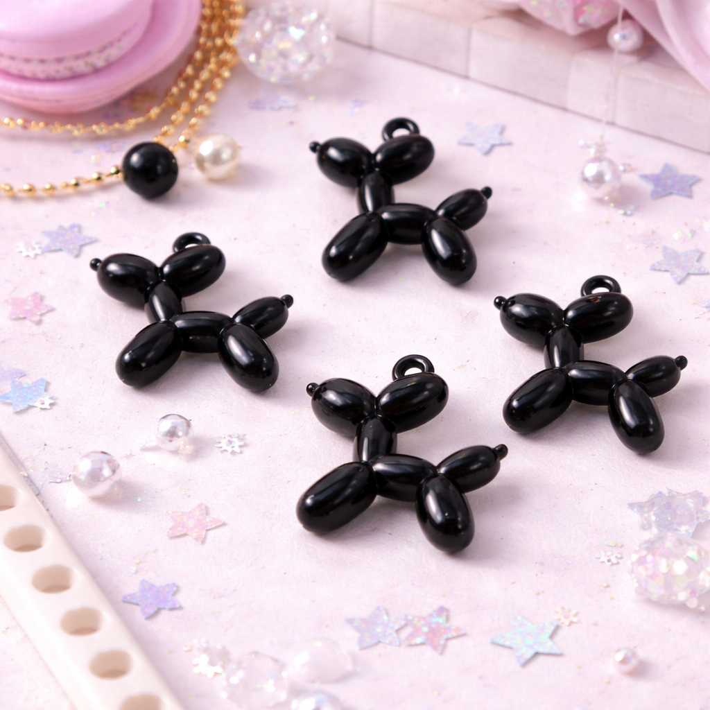 Glossy Black Balloon Dog Charm — Mini Acrylic Dog Charm