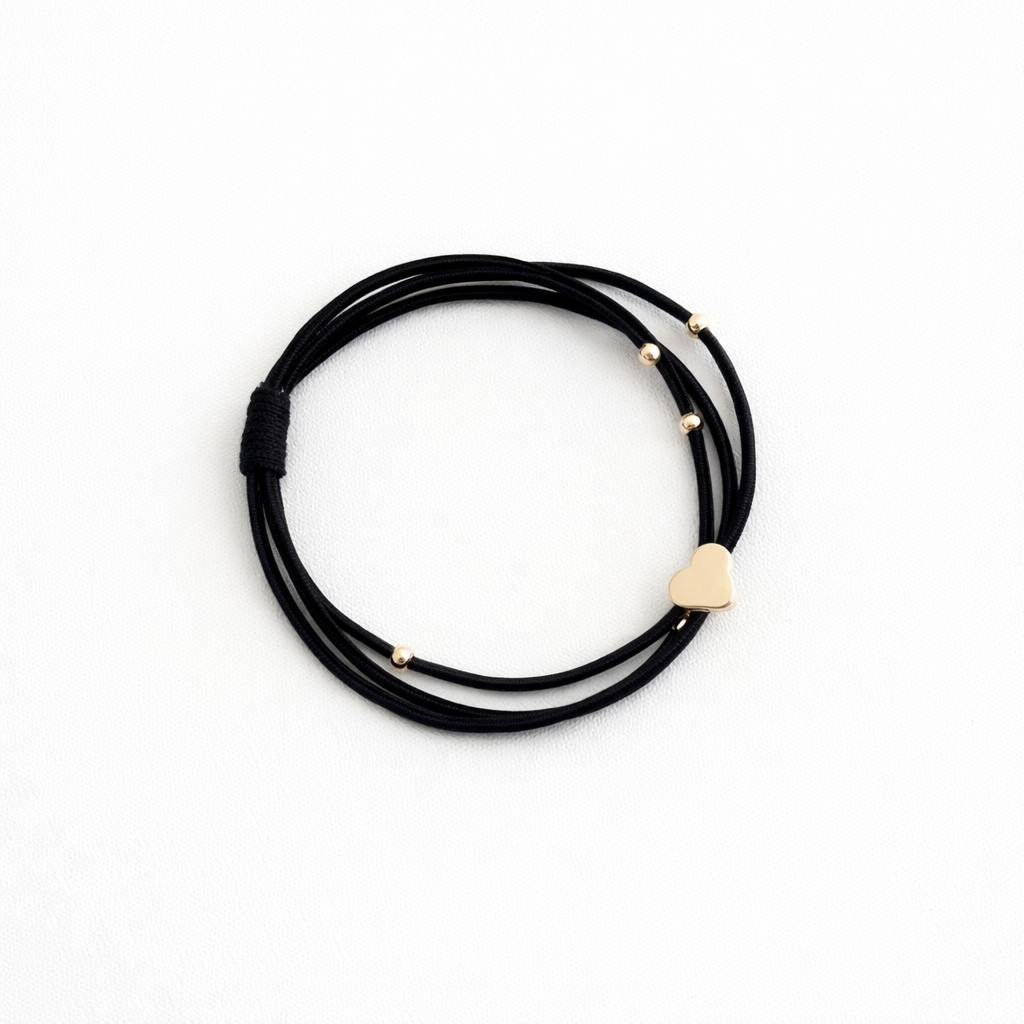Layered Gold Accent Hair Tie Bracelet – Multi-Strand Elastic (Stacked Style)