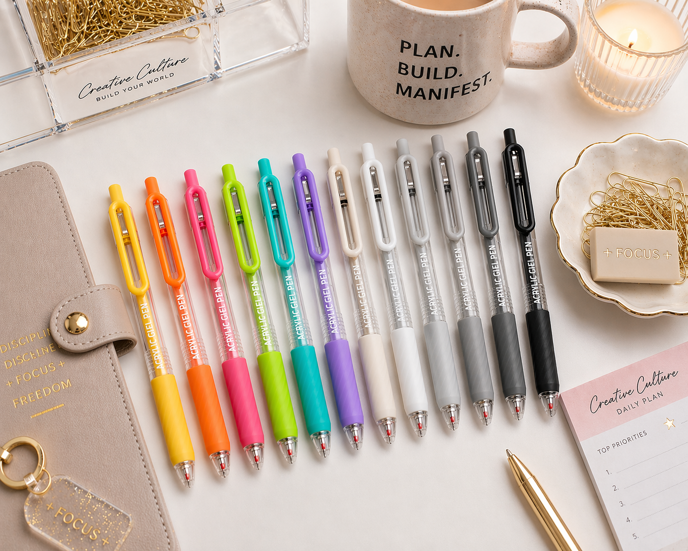 Acrylic Gel Pens – 12 Colors | Smooth Ink Journal Pens (0.7mm)