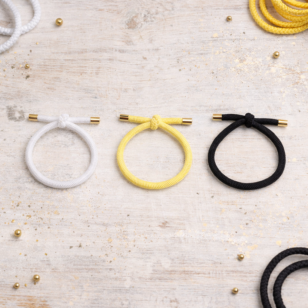 Twisted Knot Hair Tie Bracelet — Gold Tip Elastic