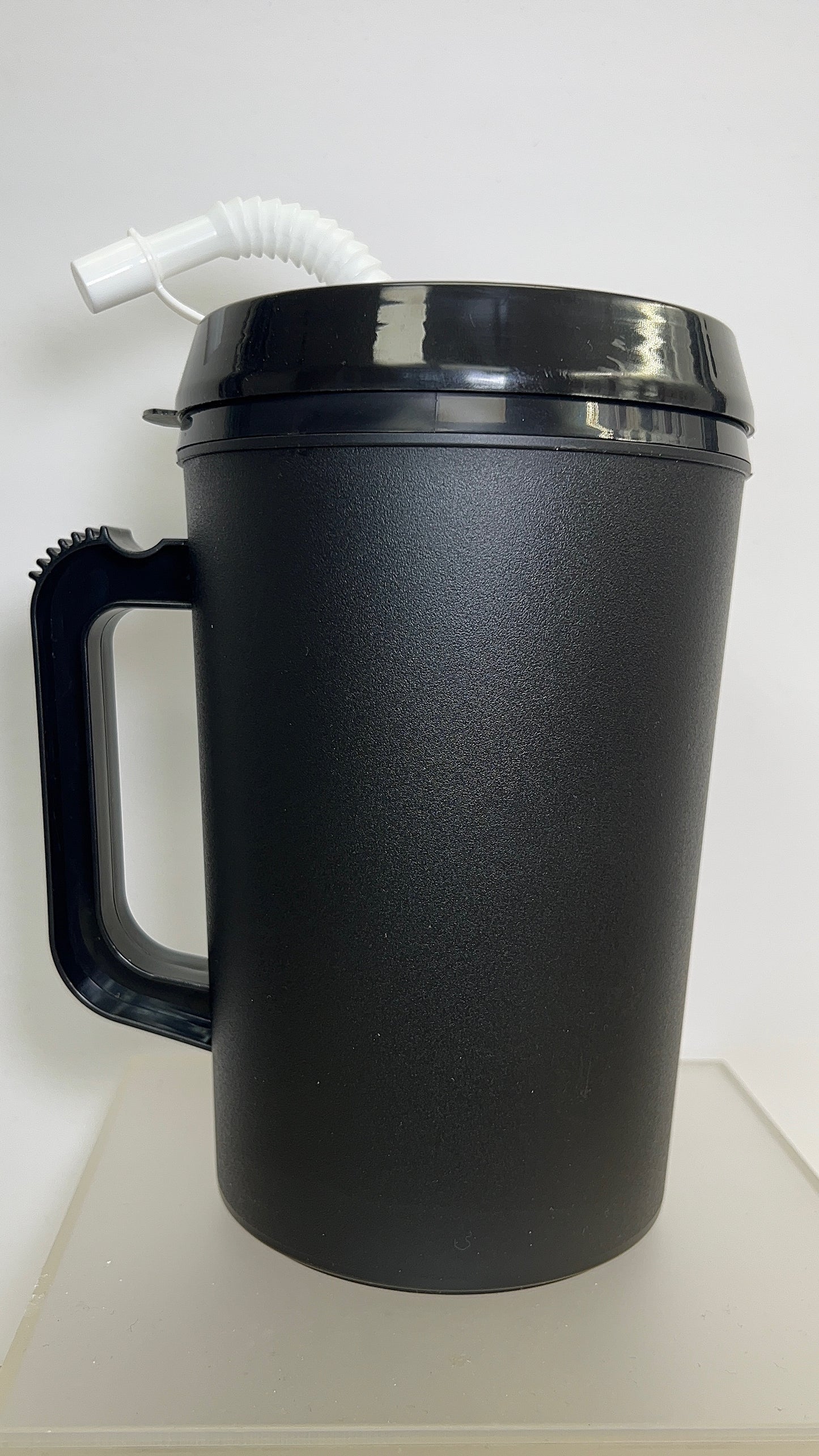 Black 🥤 Mega Mug – 34oz Oversized Cup with Handle & Straw