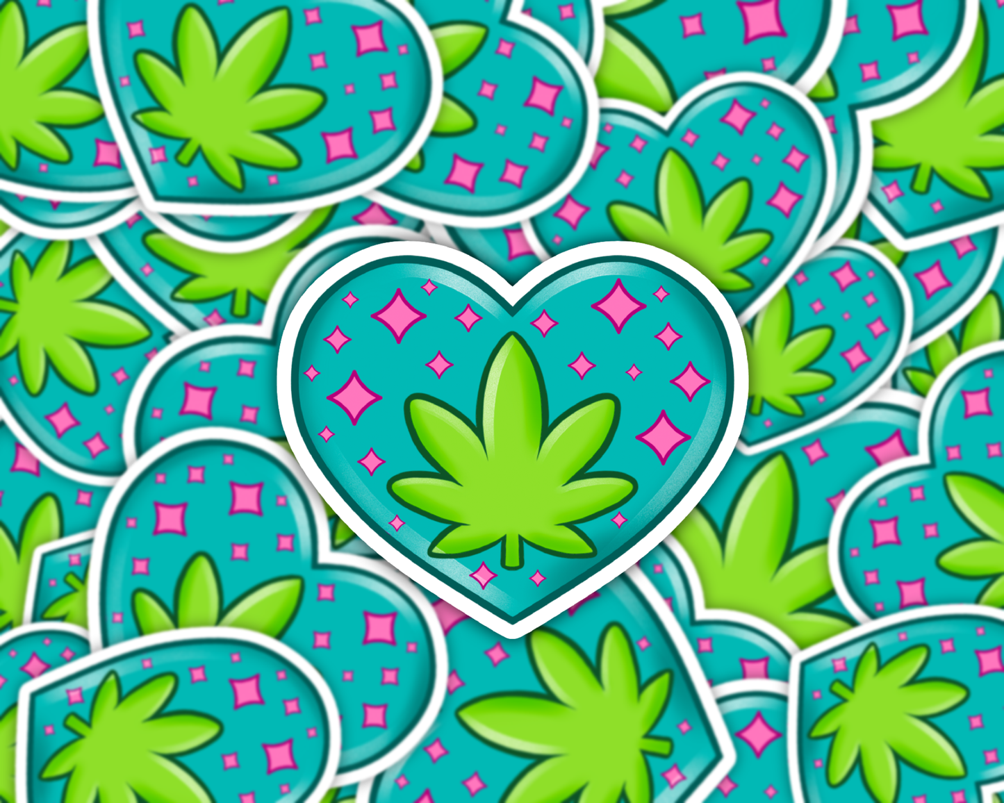 Stardust Leaf Heart Vinyl Sticker