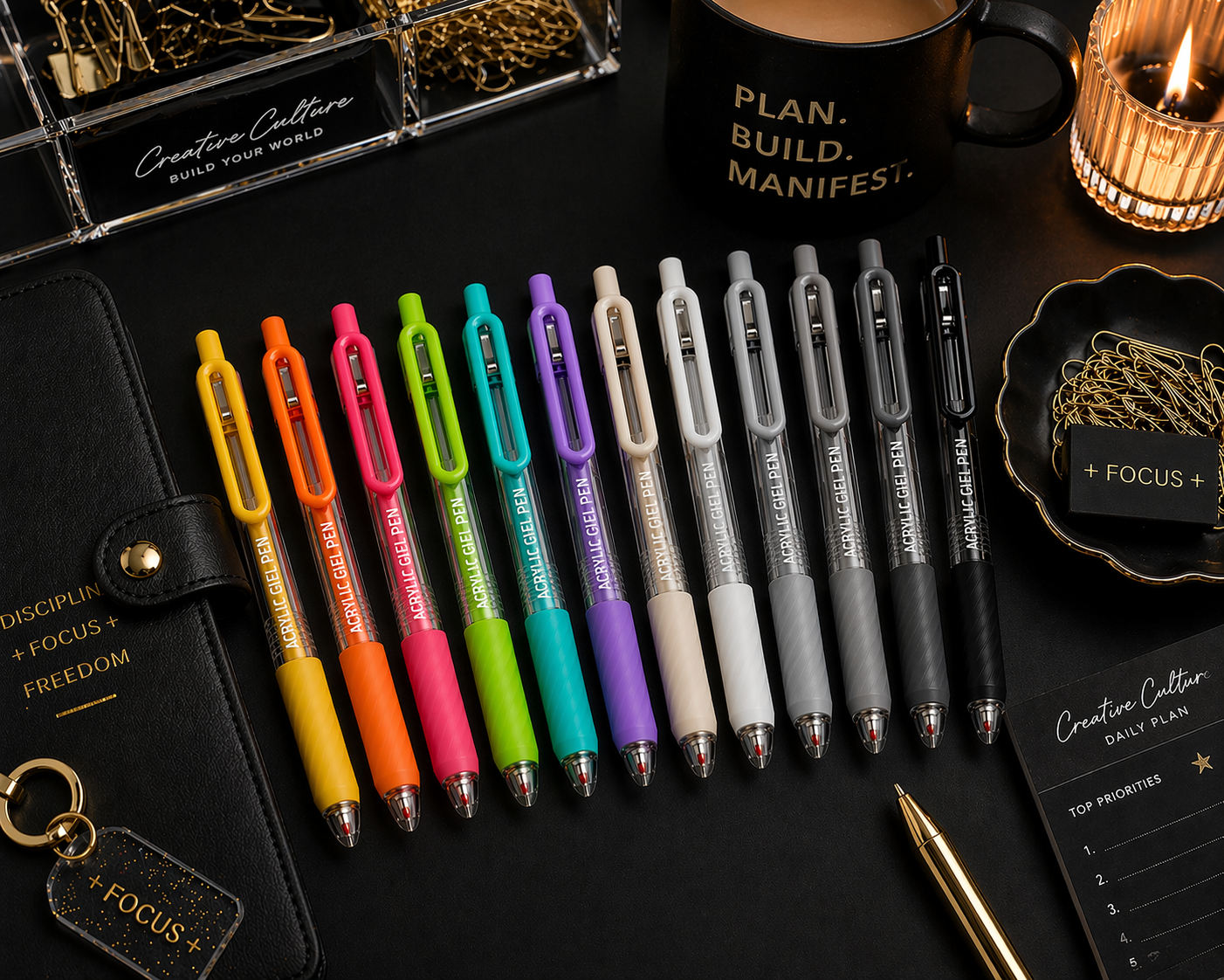 Acrylic Gel Pens – 12 Colors | Smooth Ink Journal Pens (0.7mm)