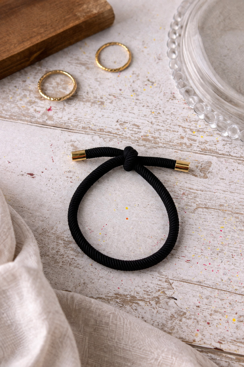 Twisted Knot Hair Tie Bracelet — Gold Tip Elastic