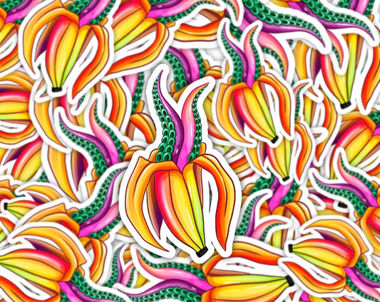 Tentacle Banana Twist Vinyl Sticker