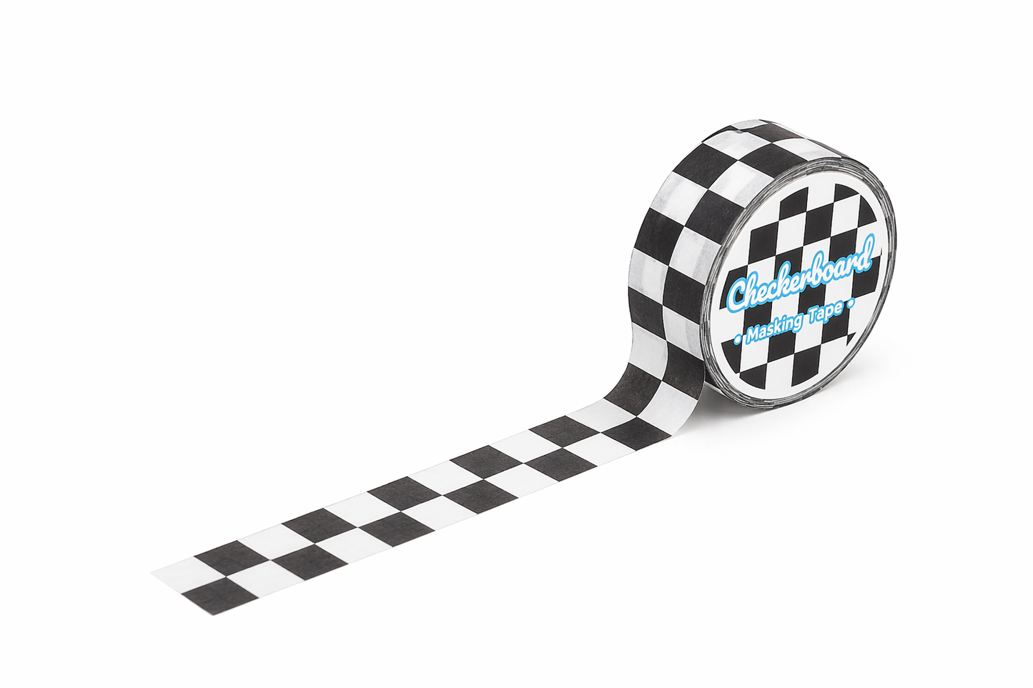 Checkerboard Washi Tape – Black & White Grid Pattern (15mm x 3m)