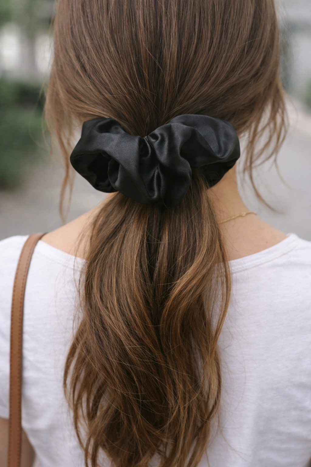 Oversized Satin Scrunchie – Classic Black