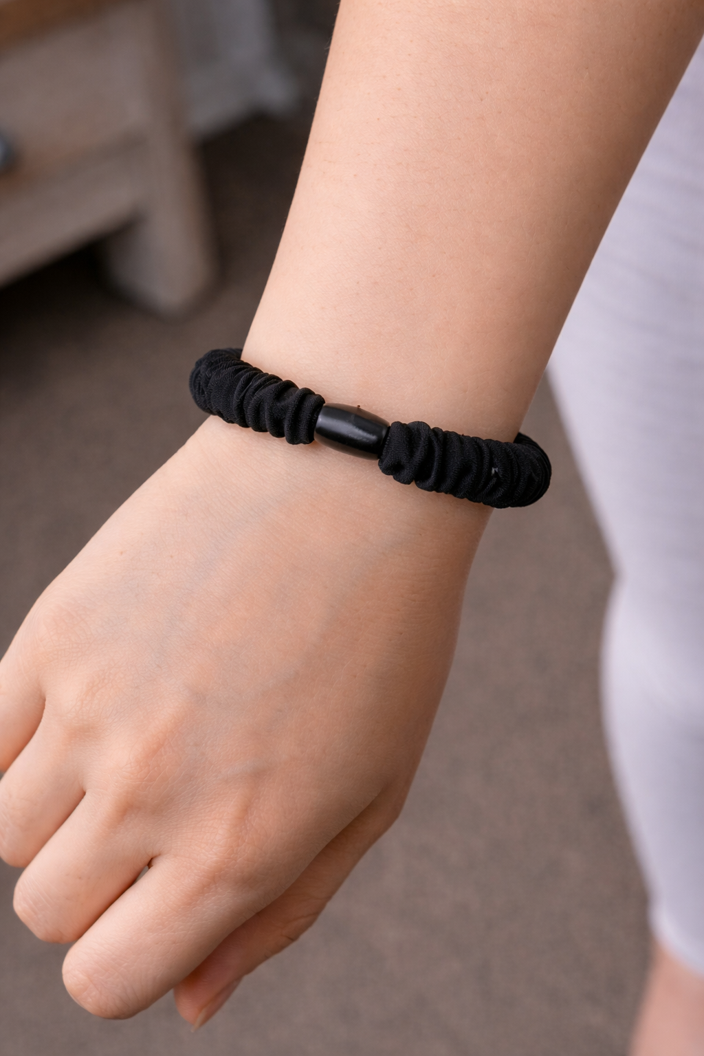 Slim Silk Scrunchie Hair Tie Bracelet – Soft Stretch Elastic