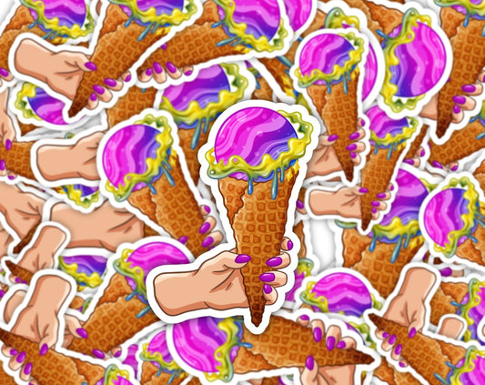 Galactic Ice Cream Vinyl Sticker (Light Skin Tone)
