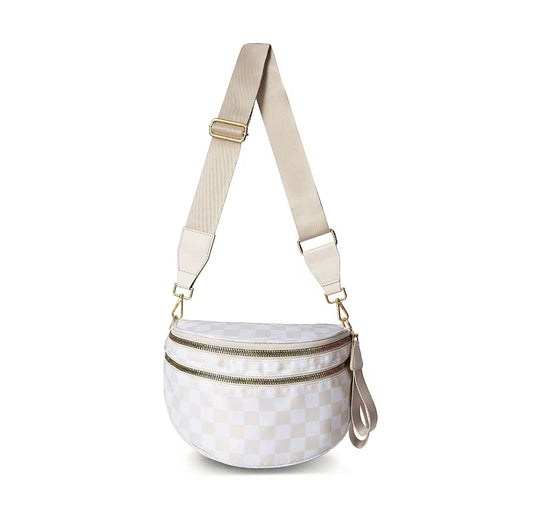 Checkerboard Crossbody Bag - Cream