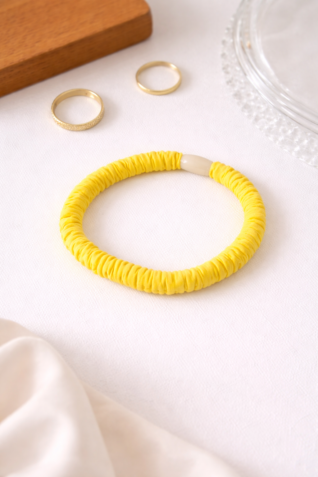 Slim Silk Scrunchie Hair Tie Bracelet – Soft Stretch Elastic