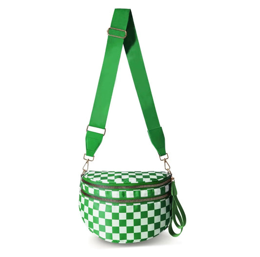 Checkerboard Crossbody Bag - Green