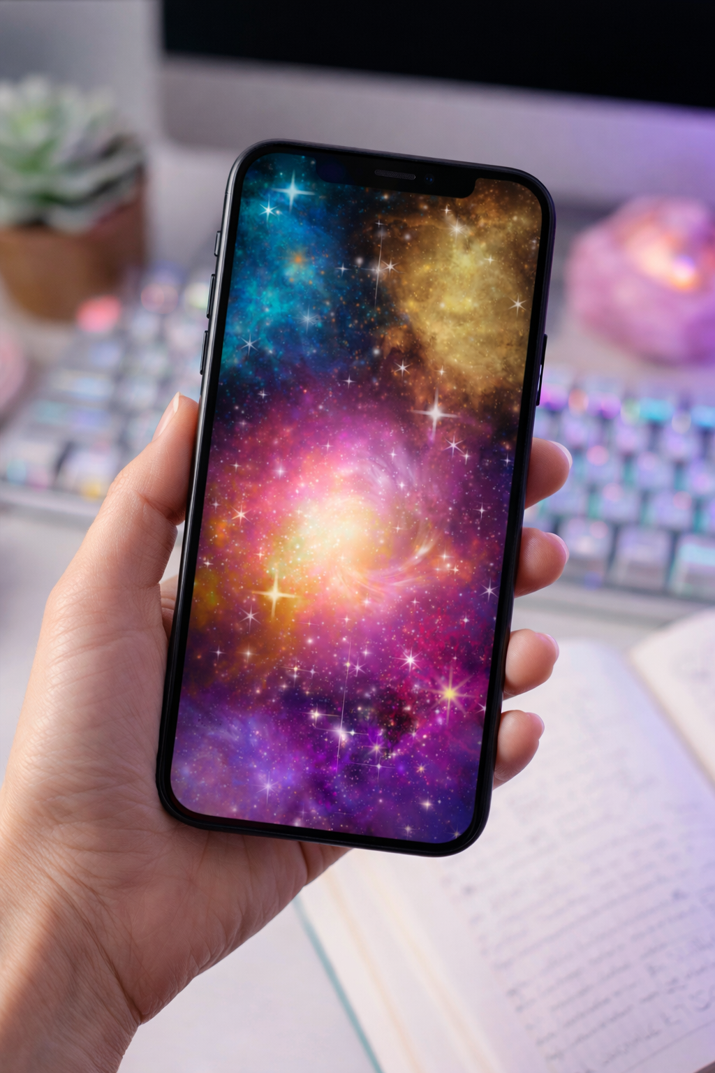 Cosmic Bloom Wallpaper — Digital Download