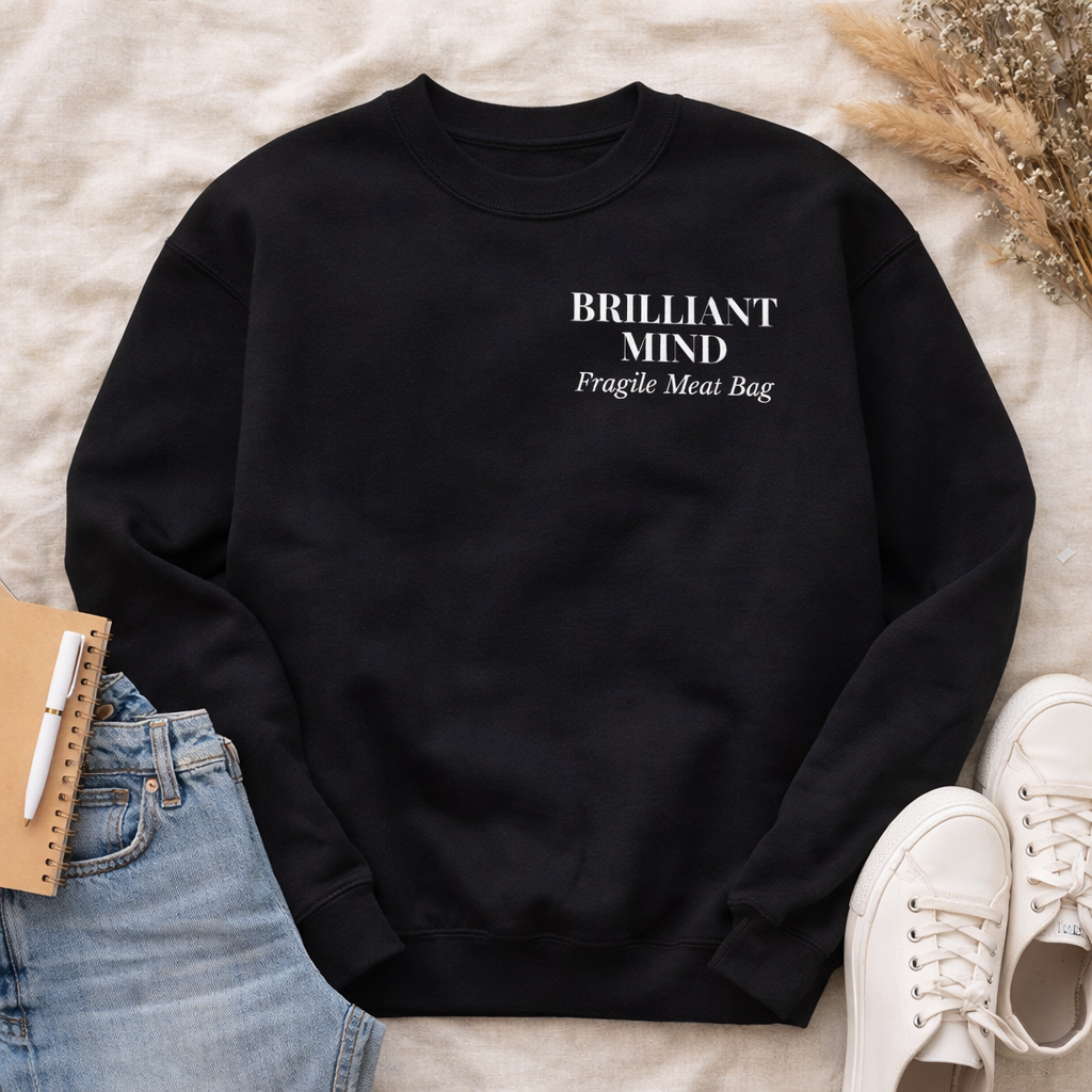 Brilliant Mind, Fragile Meat Bag Crewneck