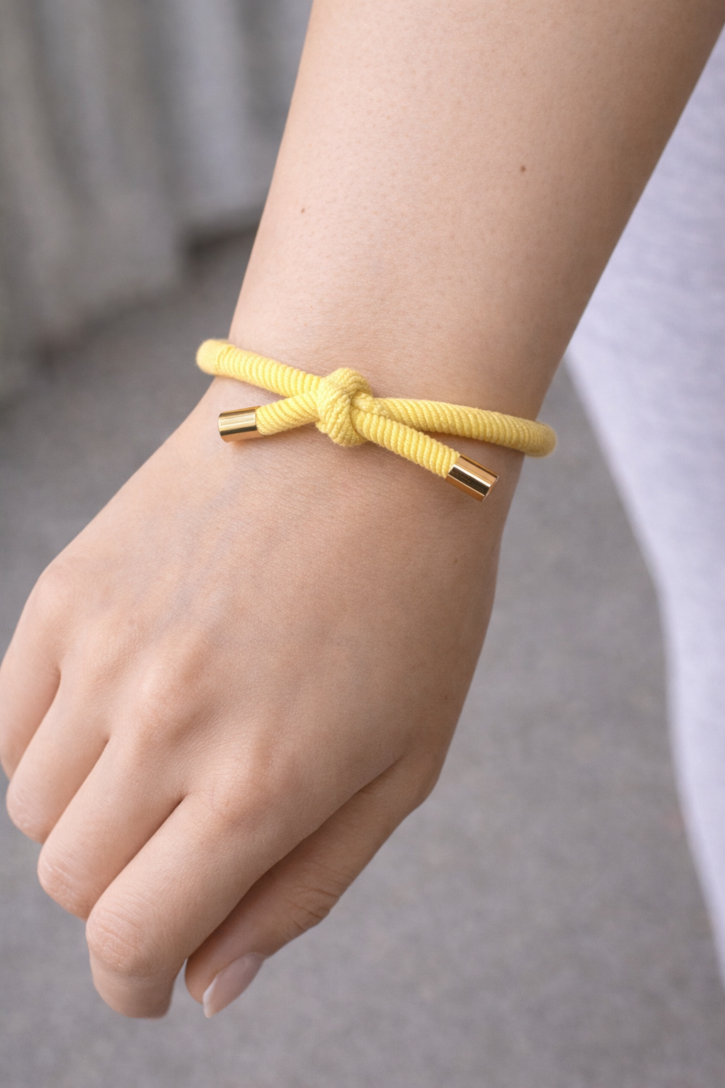 Twisted Knot Hair Tie Bracelet — Gold Tip Elastic
