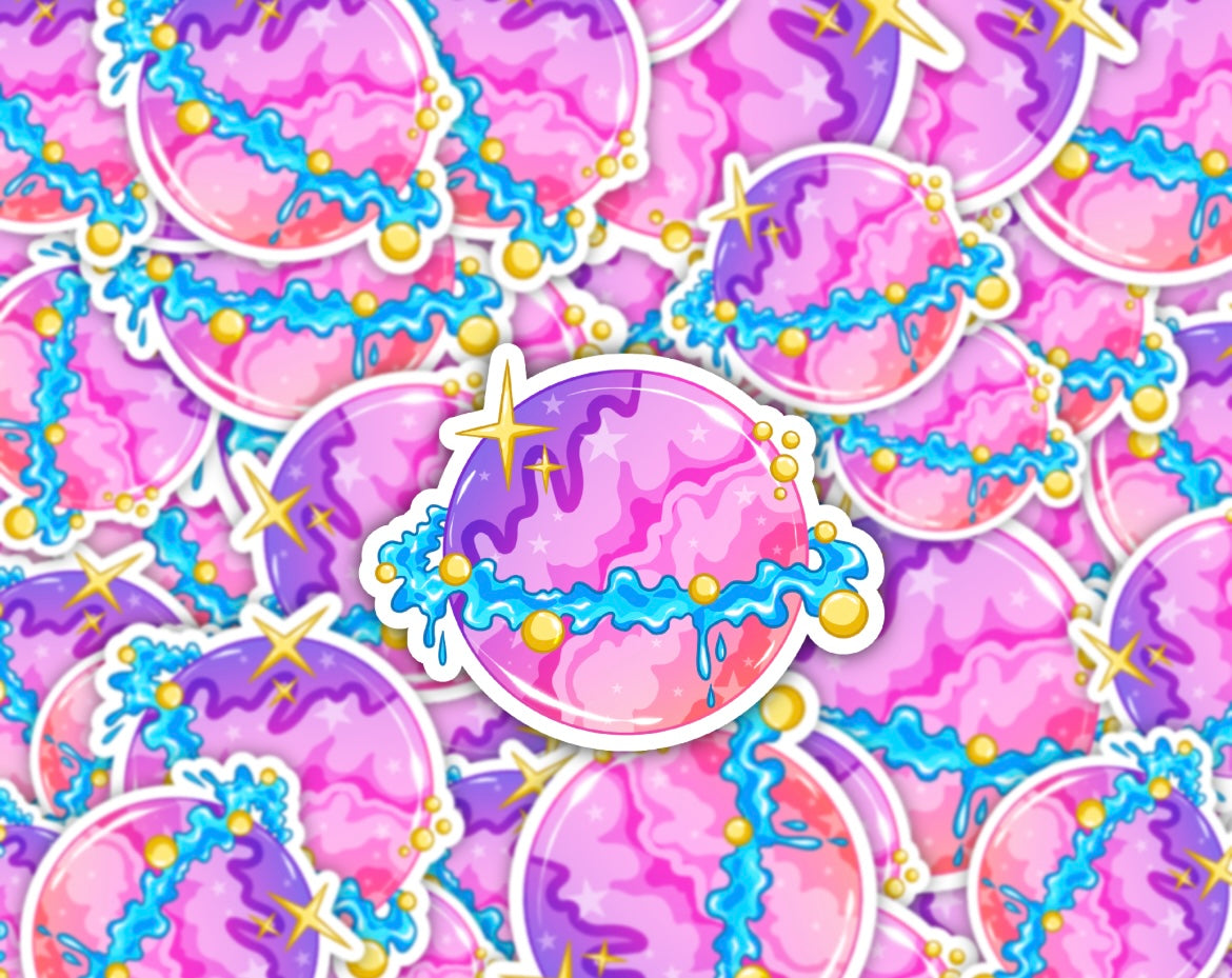 Drippy Galaxy Planet Vinyl Sticker