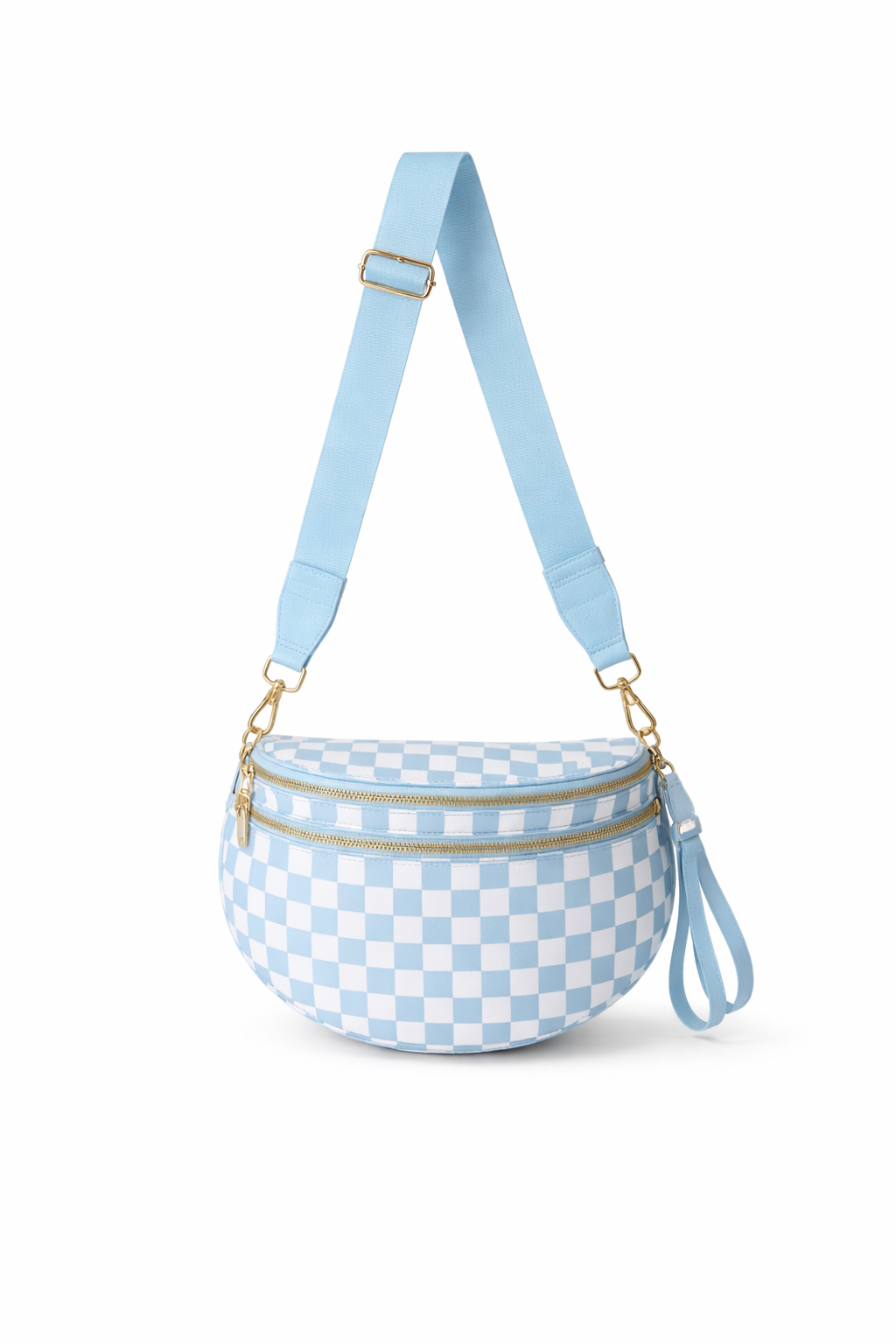 Checkerboard Crossbody Bag - Blue
