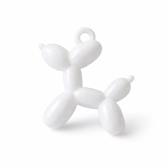 Glossy White Balloon Dog Charm — Mini Acrylic Dog Charm