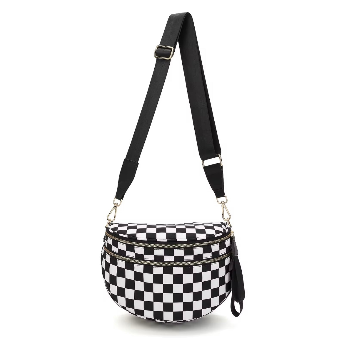 Checkerboard Crossbody Bag - Black & White