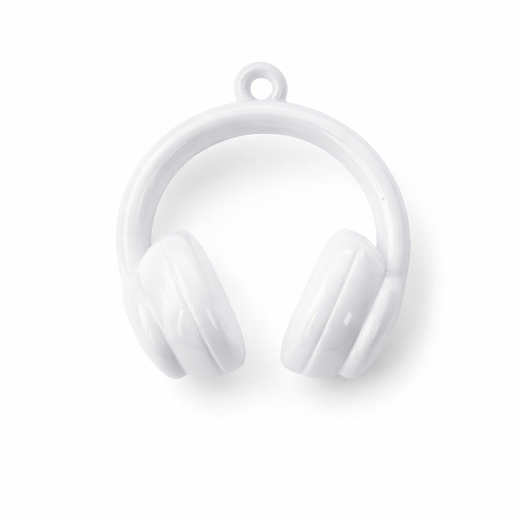 Glossy White Headphone Charm — Mini Music Accessory Charm