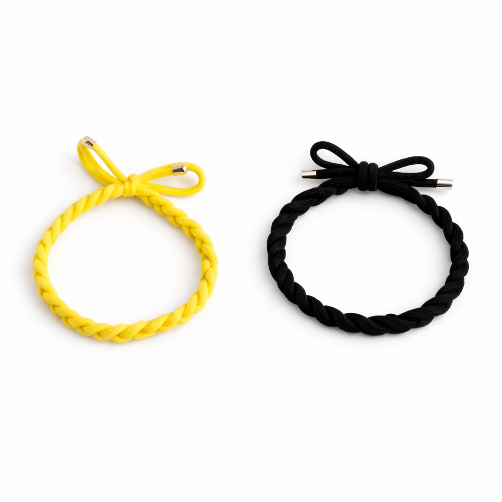 Braided Bow Hair Tie Bracelet — Gold Tip Elastic