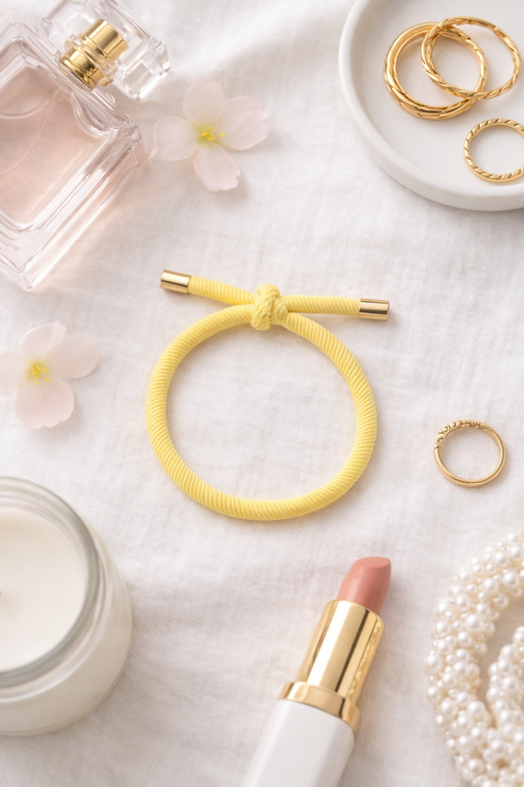 Twisted Knot Hair Tie Bracelet — Gold Tip Elastic