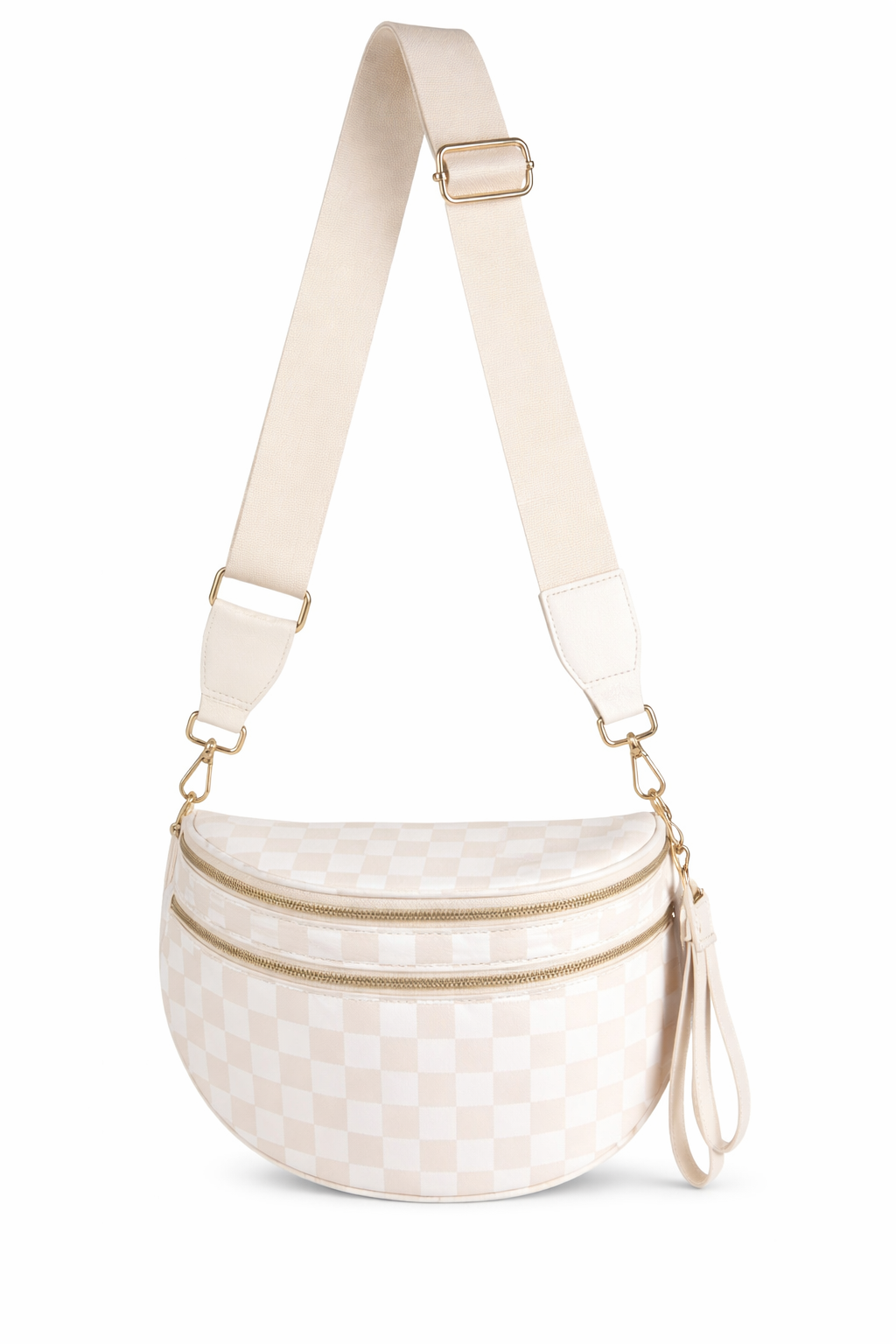 Checkerboard Crossbody Bag - Cream