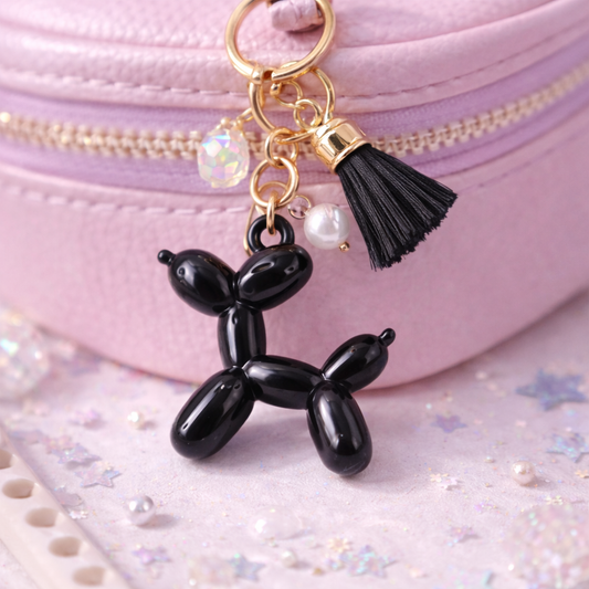 Glossy Black Balloon Dog Charm — Mini Acrylic Dog Charm