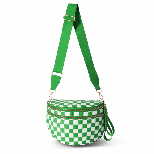 Checkerboard Crossbody Bag - Green