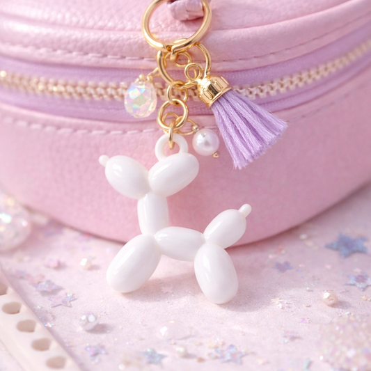 Glossy White Balloon Dog Charm — Mini Acrylic Dog Charm