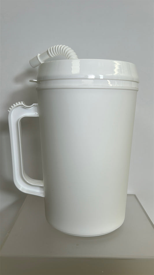 White 🥤 Mega Mug – 34oz Oversized Cup with Handle & Straw