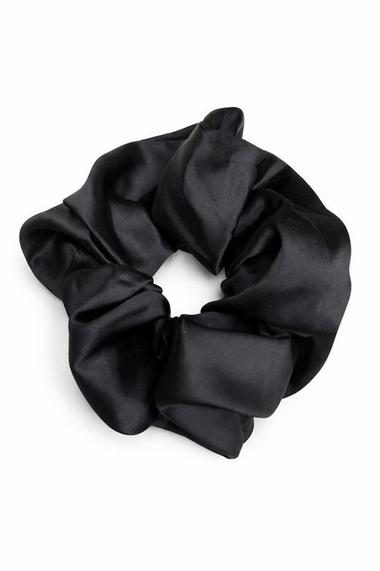Oversized Satin Scrunchie – Classic Black